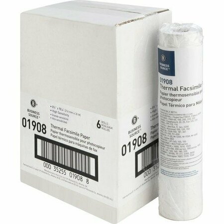 BUSINESS SOURCE Fax Paper, 1/2in Core, inHin Sensitivity, 8-1/2inx98ft , WE, 6PK BSN01908